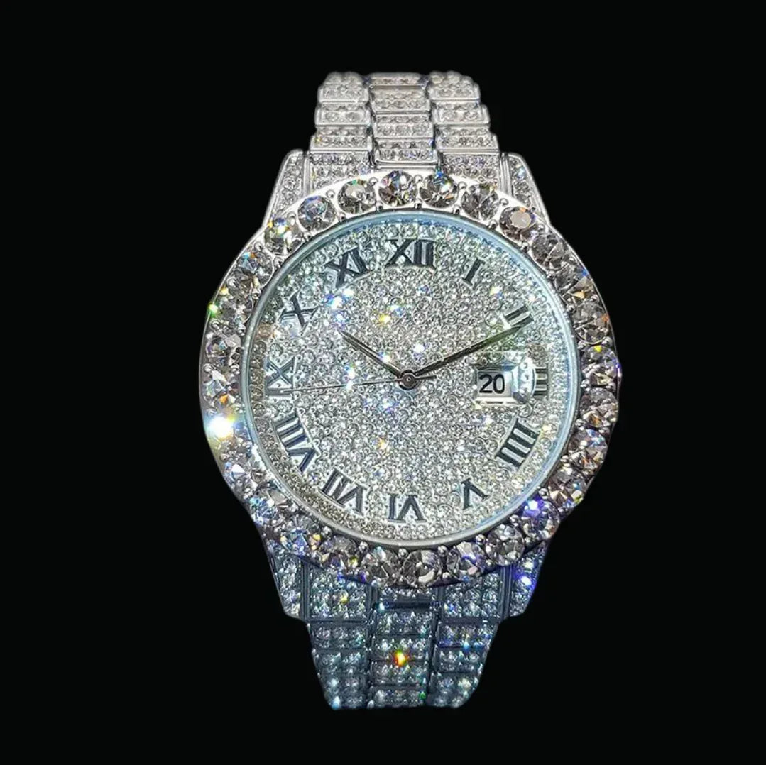 Bling Tennis Body Roman Numerals Iced Out Watch – Luxury Hip Hop Timepiece - CaratixJewelry